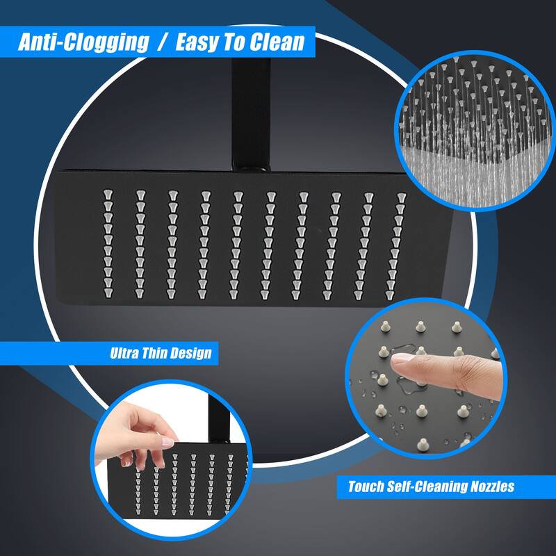 10" Square High Pressure Rain Shower Head,304 Stainless Steel Rain Shower Head