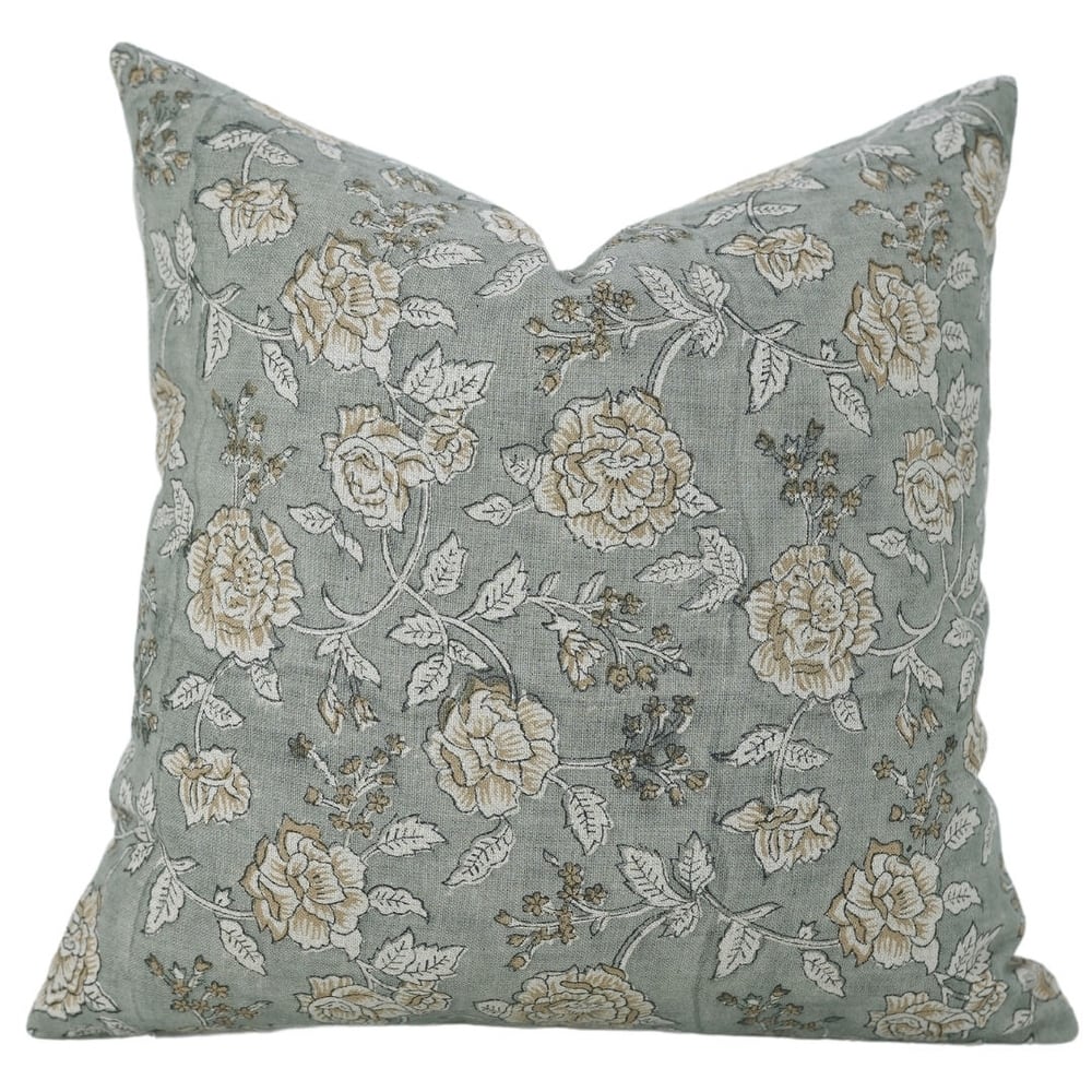 Linen Farmhouse Block print pillow Cover Rameshwaram