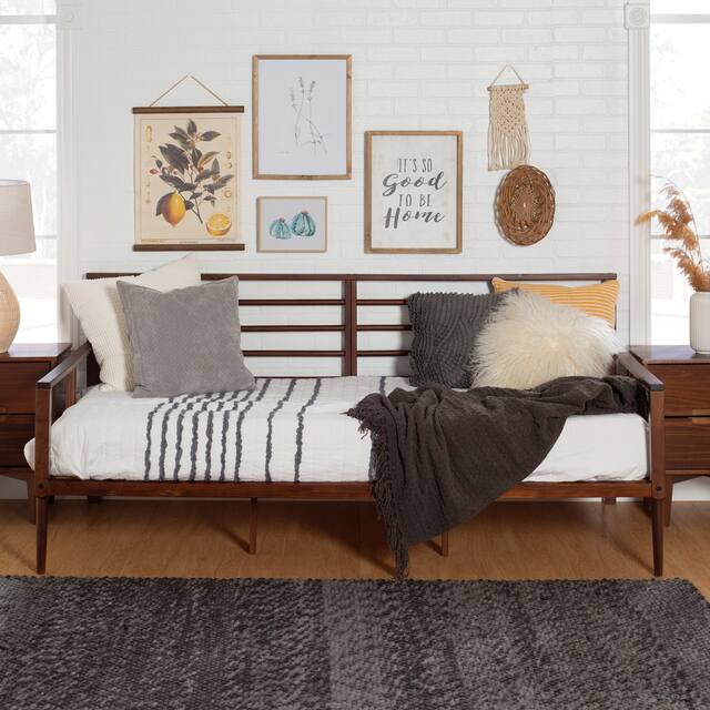 Carson Carrington Solid Wood Spindle Daybed Walnut Twin Overstock.ca