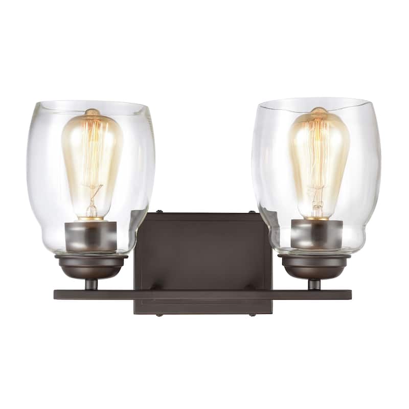 Calistoga 14-inch Wide 2-Light Vanity Light in Brushed Nickel - Oil Rubbed Bronze - 14