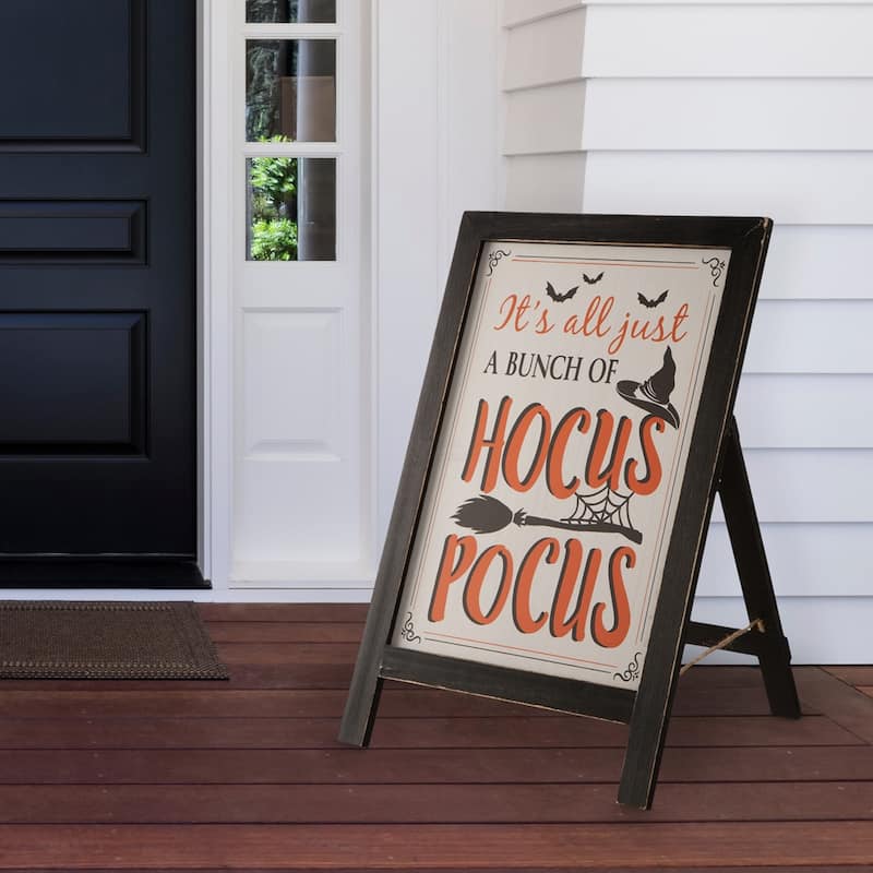 Glitzhome Halloween Fall Thanksgiving Xmas Wooden Standing Easel Hanging Porch Signs