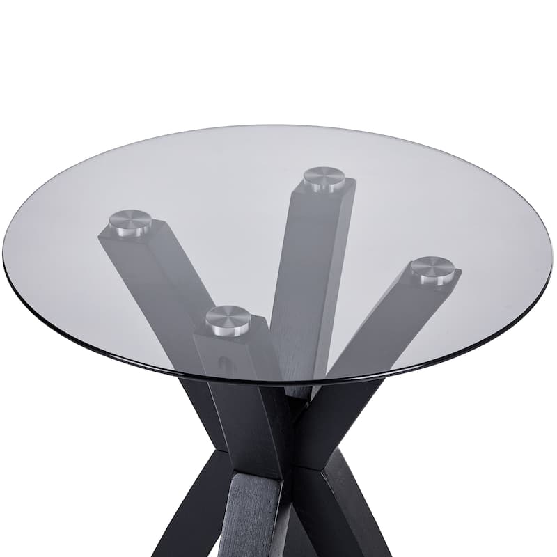 Modern Nesting Table Glass End Table with Criss Cross Base 24" Round