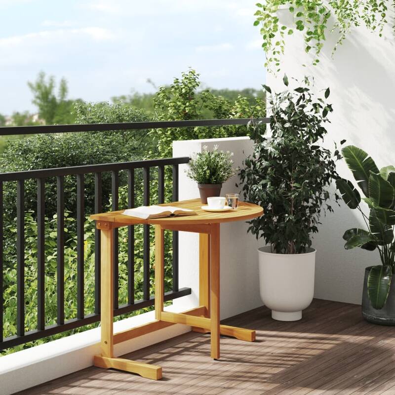 vidaXL Balcony Table Brown Solid Acacia wood Medium Foldable - 23.6 x 35.4 x 28.3