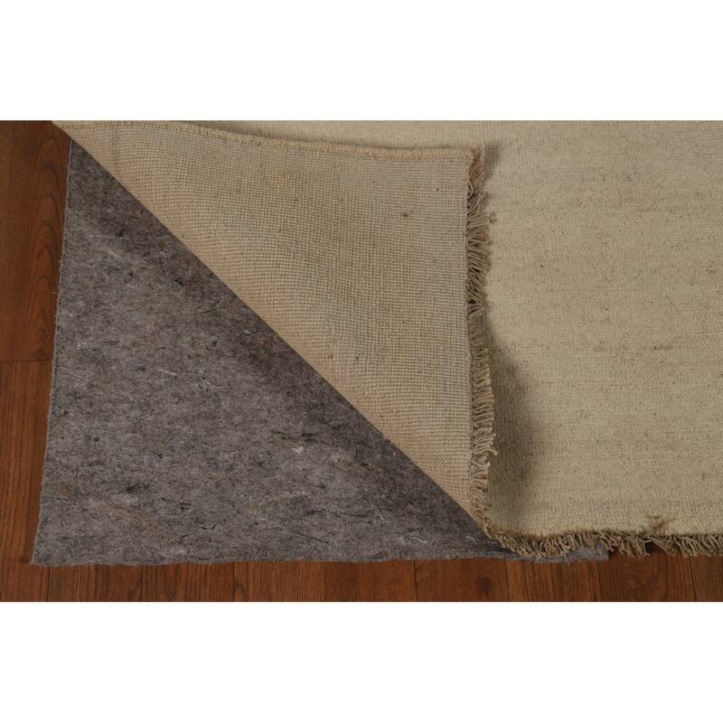 Modern Gabbeh Area Rug Handmade Oriental Beige Wool Carpet - 6'6" x 9'9"