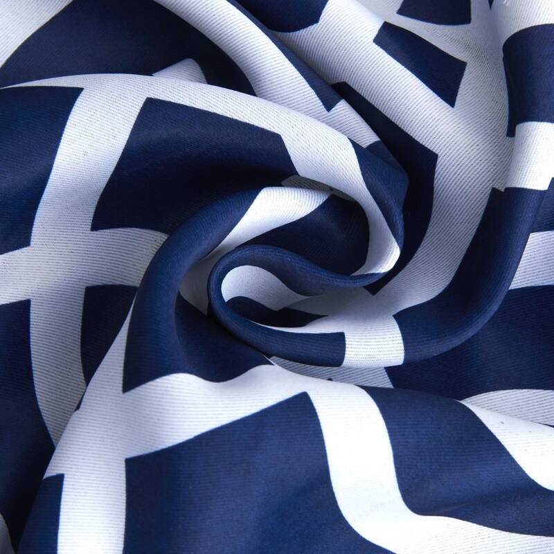 HomeRoots 84" Navy Blue Trellis Black Out Window Curtain Panel - 84" x 54"