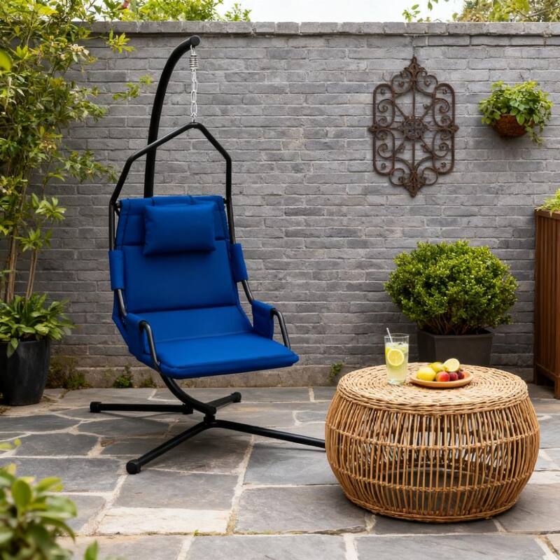 Steel Frame Hanging Swing Chair with Stand and Coating Cushion