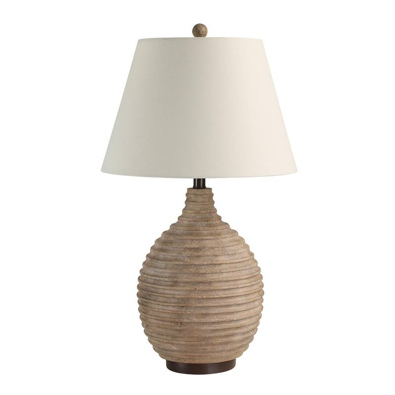 Ribbed Table Lamp with Tapered Drum Shade - 27.5" - Brown