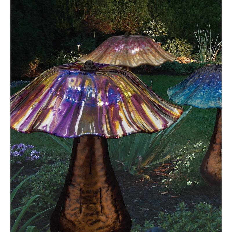 Solar Toadstool Stake - Blue - 11"X11"X13.75"