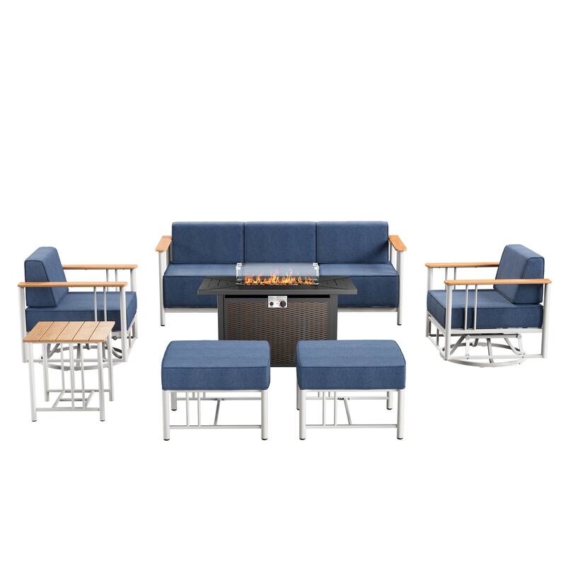 Pocassy 7PCS Sofa Chair Table with Fire Table