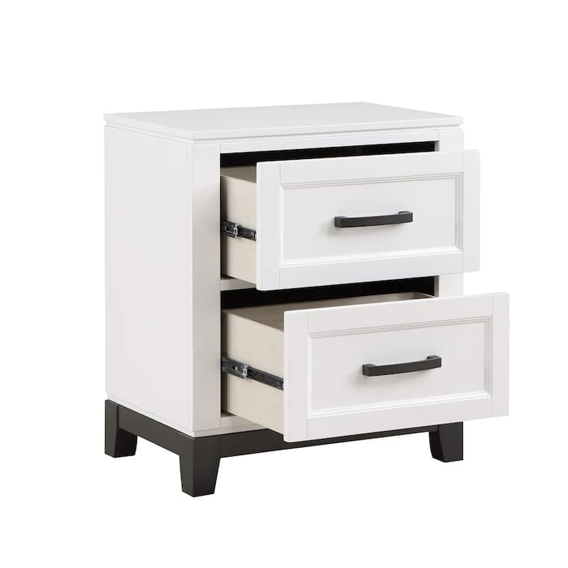 White Finish Nightstand with 2x Storage Drawers 1pc