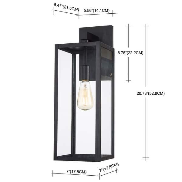 dimension image slide 3 of 11, 2-pack 13" H 1-Light Black Outdoor wall Lantern(Dusk to Dawn could be chosen)