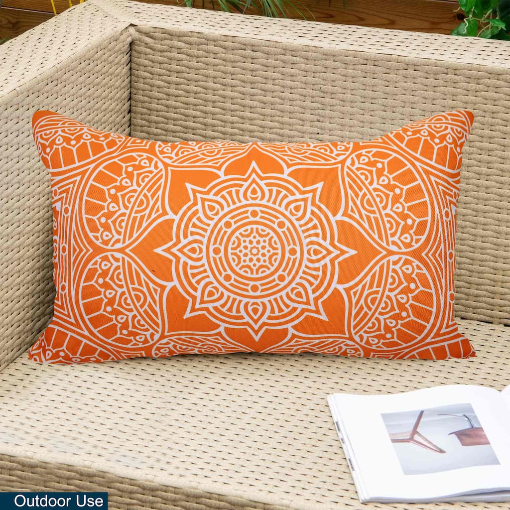 Decorative Indoor/Outdoor Weatherproof Throw Pillows with Inserts for Your Patio Furniture, Chairs, Indoor Décor - 12x20 Inches
