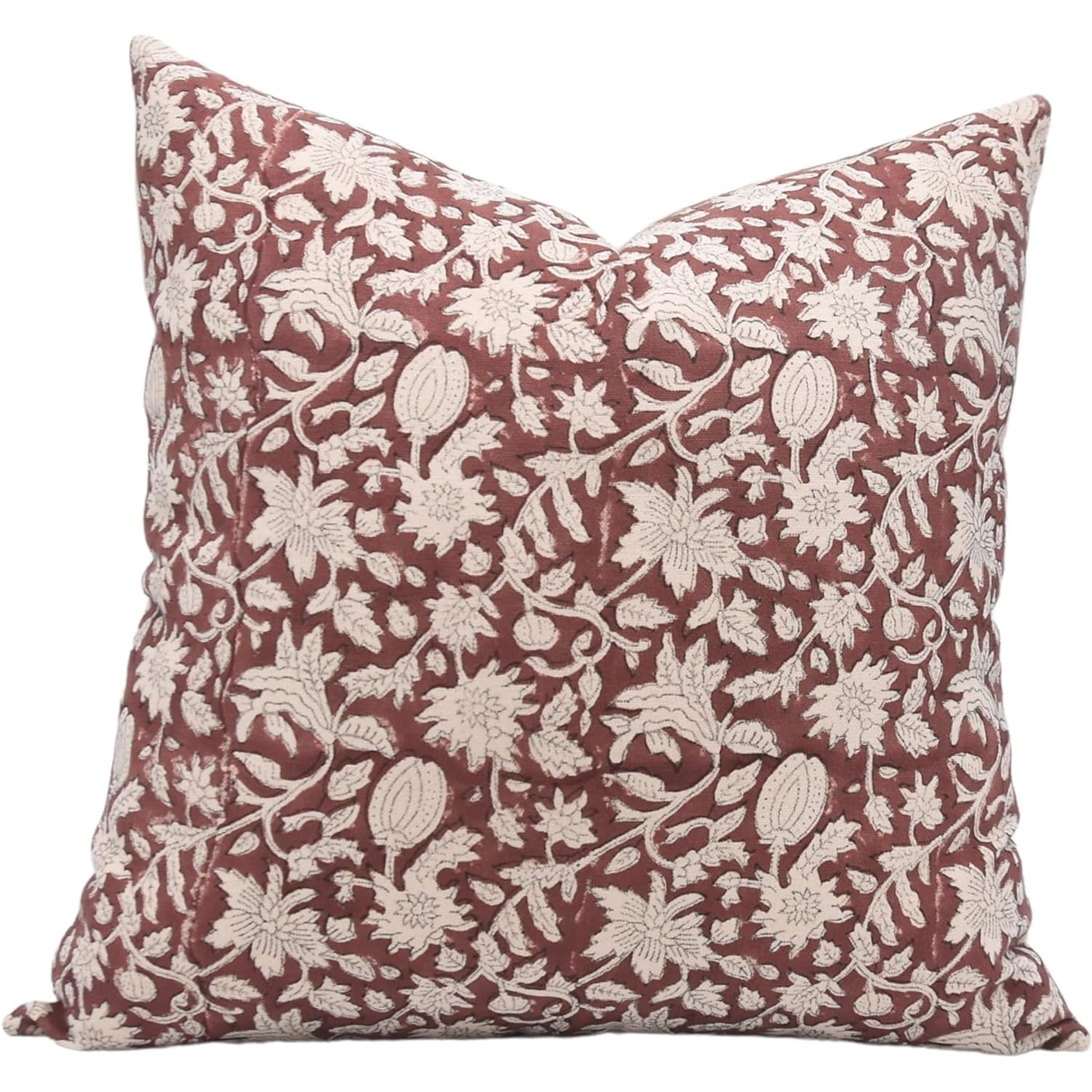 Fabdivine Cotton Soft Brown Cotton Home Decor Floral Pillow Cover Living Room, Manikarnika