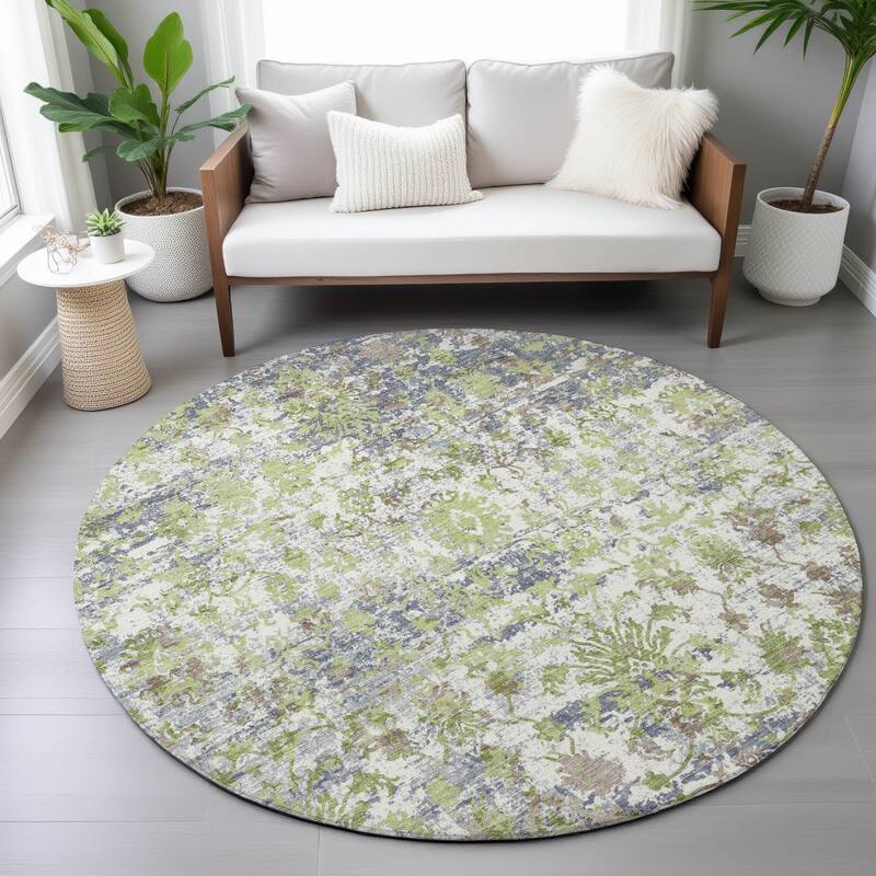 Machine Washable Indoor/Outdoor Vintage Traditional Chantille Rug