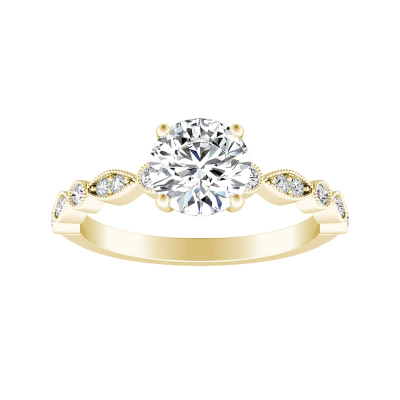 Auriya 14k Gold 1/2ct Vintage Round Moissanite Engagement Ring - Yellow - 8