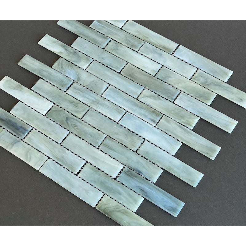 1 x 4 Brick Iridescent Glass Mosaic Wall Tiles