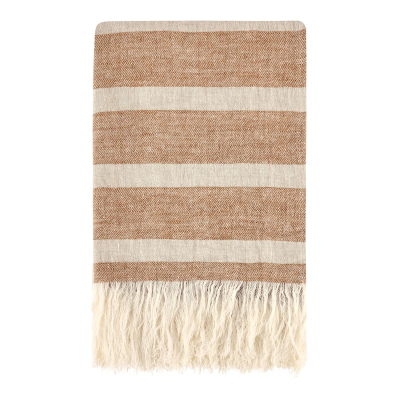 Villa by Classic Home Sherry 100% Belgian Linen Multicolor Throw Blanket