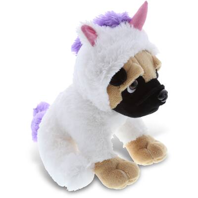 DolliBu Plush Pug Dog Unicorn Stuffed Animal - Soft Huggable Pug - 10 inch