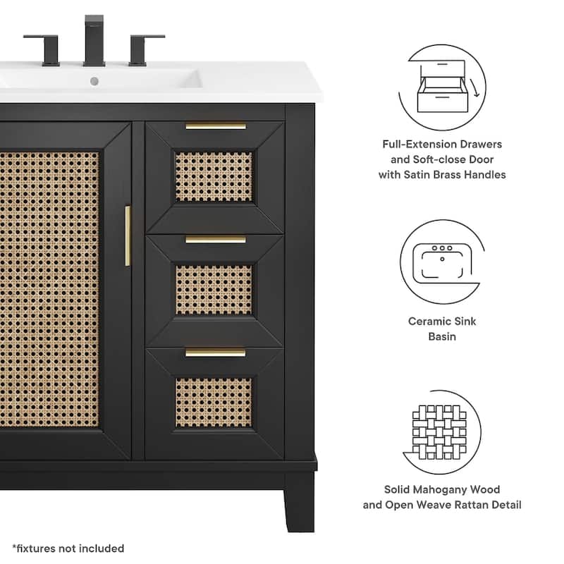 Dixie 36" Solid Wood Bathroom Vanity Cabinet