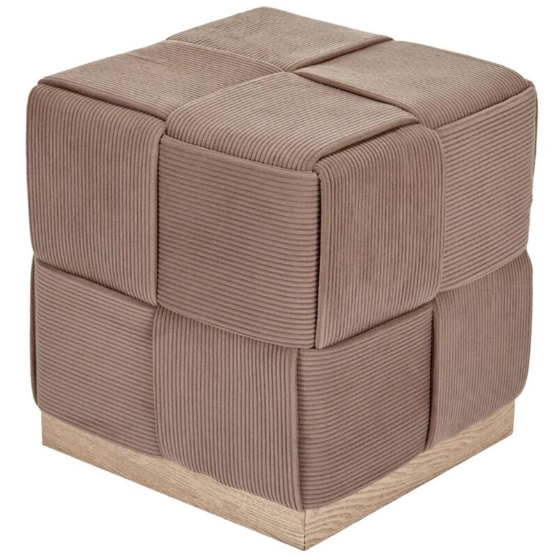 Upholstered Corduroy Square Ottoman Foot Stool Accent for Bedroom