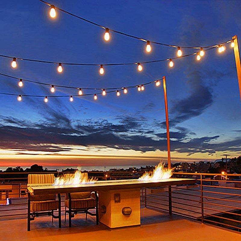 37.5 Foot S14 Edison Outdoor Patio String Lights, Market Lights