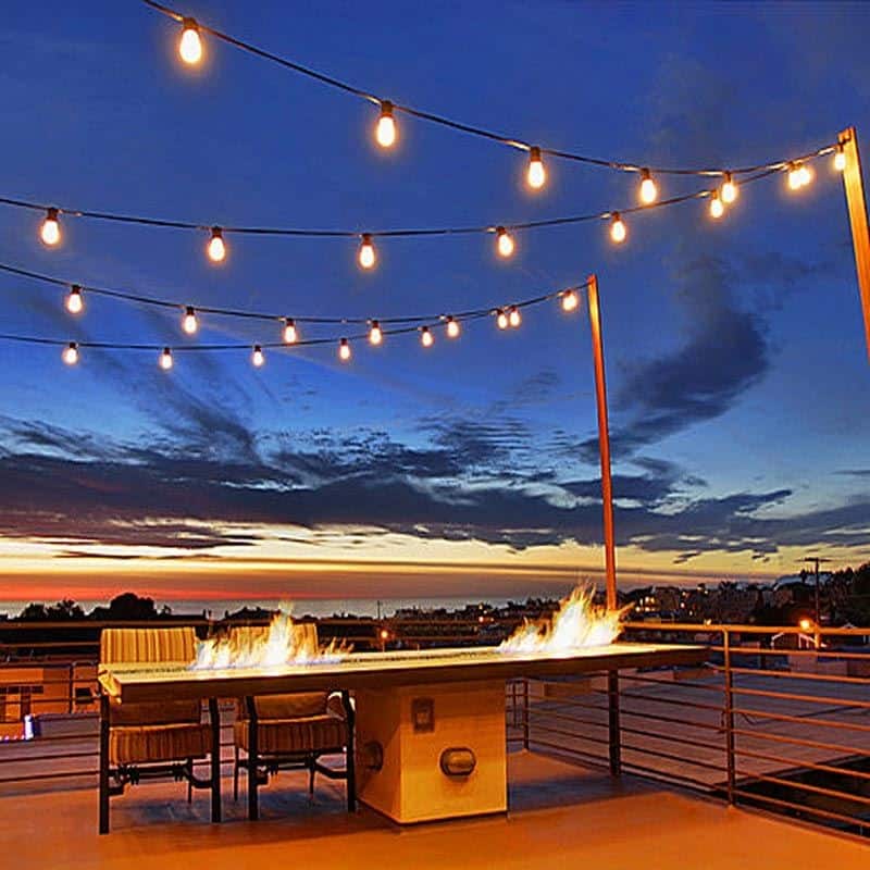 37.5 Foot S14 Suspended Edison Outdoor Market Patio String Lights, 25 S14 Bulbs