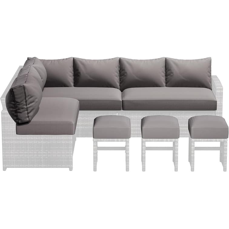 AECOJOY 7 Pieces Patio Furniture Set Outdoor Sectional Sofa Rattan Conversation Set