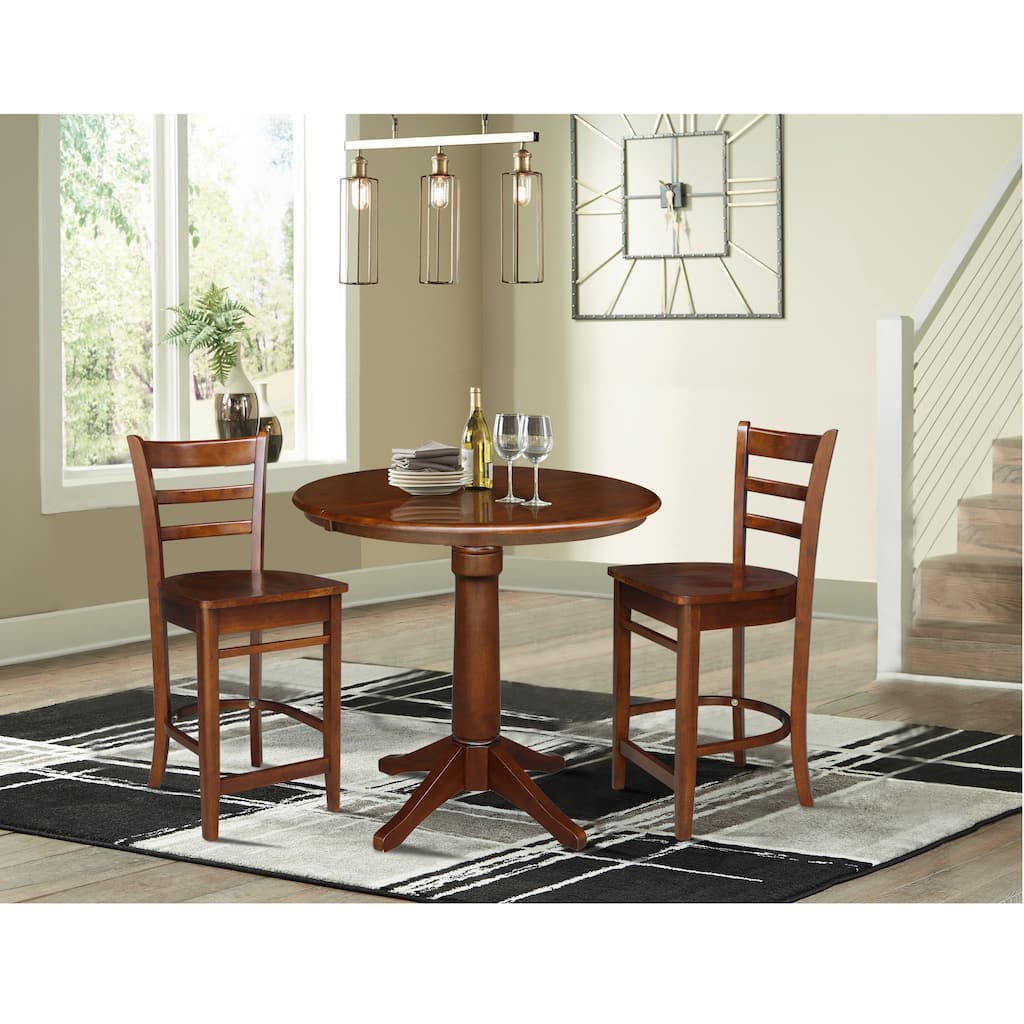 36" Round Extension Dining Table with 2 Stools - 3 Piece Set