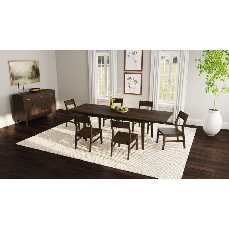Simply Solid Doretta Dining & Server Set with Wood Seating