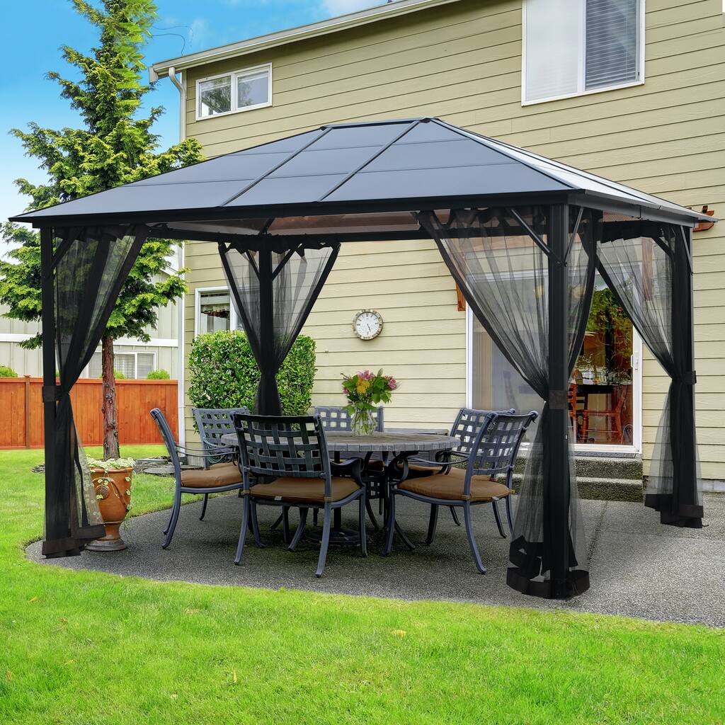 Acree 12' x 10' Aluminum Patio Gazebo - Overstock - 34745880