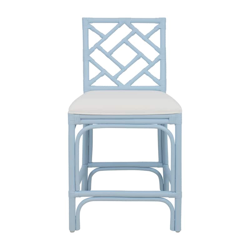 Natural Rattan Handmade Chippendale Single Cushioned Bar Stool by East at Main