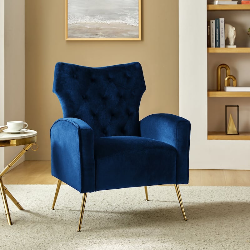Abadiana Accent Tufted Chair with Metal Base by HULALA HOME