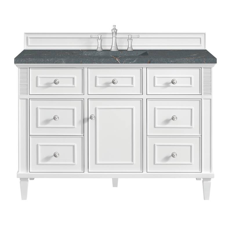 James Martin Vanities 424-V48-3PBL Lorelai 48" Single Basin Wood - Bright White - Painted