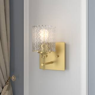Acroma 1-light Modern Glam Gold Sconce Crystal Bathroom Vanity Light