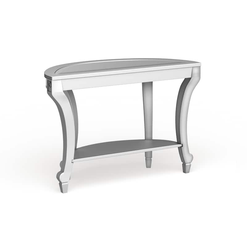 SEI Furniture Olivia Contemporary Mirrored Matte Silver Demilune Console Table