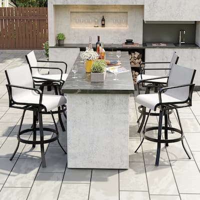 Outdoor Bar Stools Set of 4 Aluminum Swivel Bar Chairs with Sunbrella Textilene Mesh - See Picture