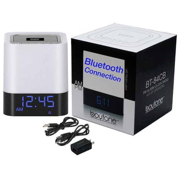 Boytone BT-87CR Dual Speaker Bluetooth Alarm Clock Radio FM Wireless USB SD NEW
