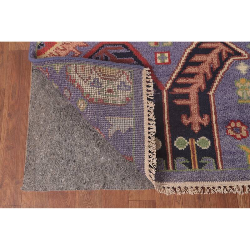 Traditional Purple Kazak Area Rug Handmade Wool Carpet - 9'0"x 11'9"