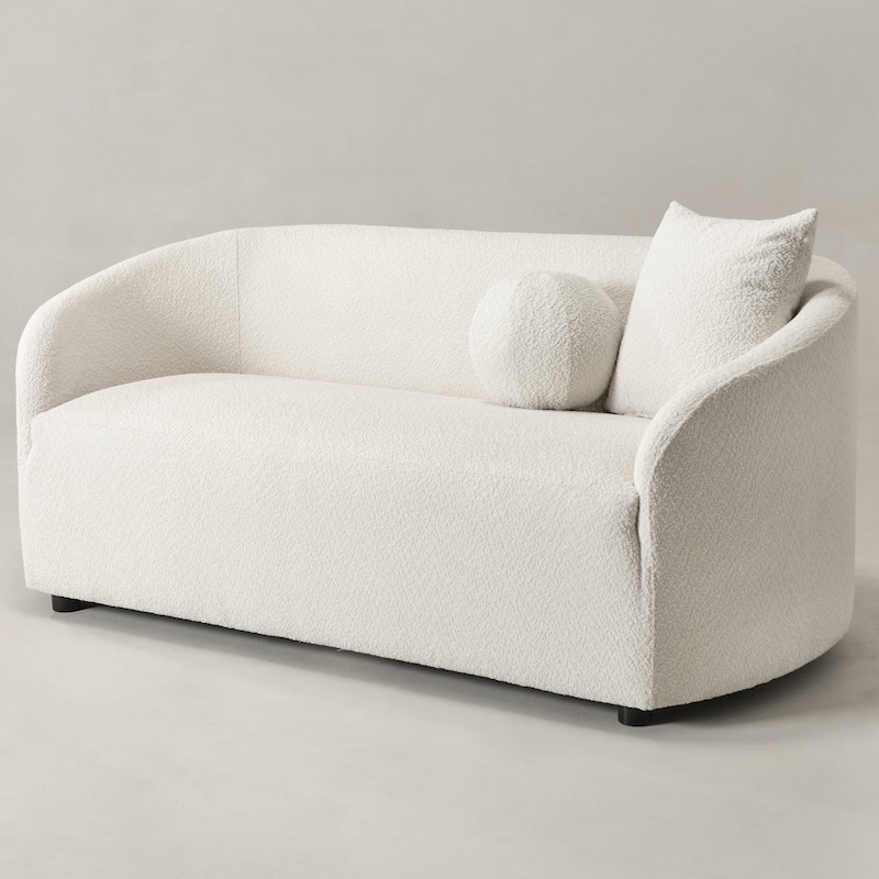 KINWELL 68" W Upholstered Sherpa Boucle Loveseat with 2 Pillows - 2-Seater