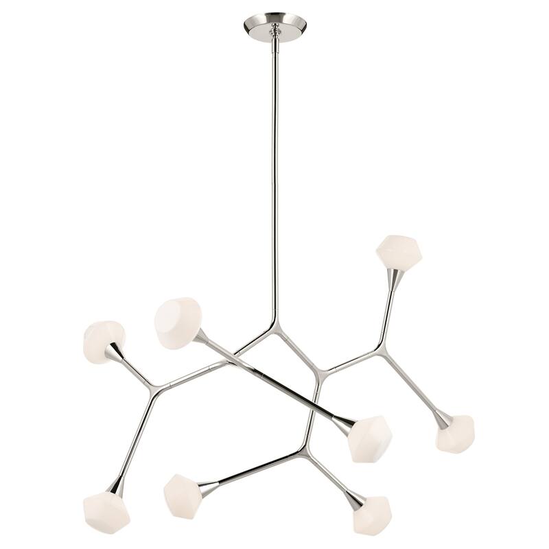 Cassius 52.5 Inch 8 Light Convertible Chandelier with Opal Glass in Polished Nickel
