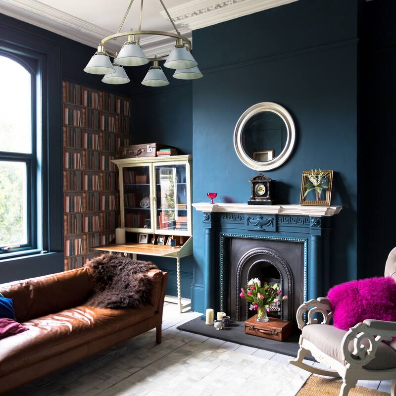 Orwell 6-Light Chandelier in Aged Brass with Dusky Blue - Gold