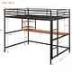 preview thumbnail 8 of 18, Useful Design Metal Loft Bed With Two Shelves and Built-in Dsek, Efficient space, Full Size