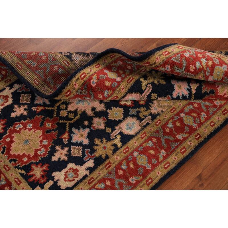 Navy Blue Oushak Indian Foyer Rug Handmade Wool Carpet - 3'0"x 5'3"