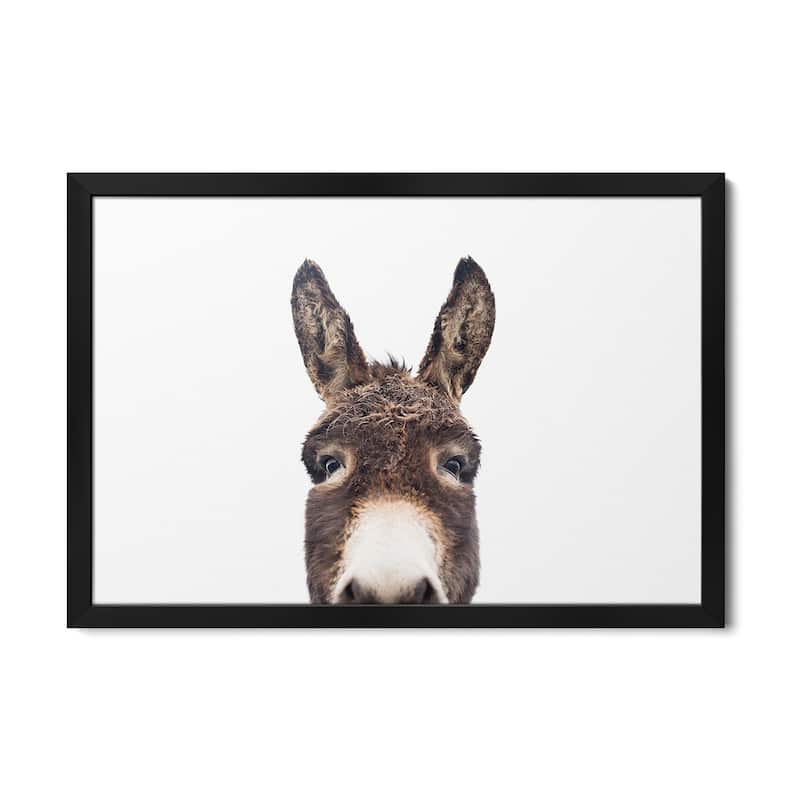 Peeking Donkey Premium Framed Poster by Sisi & Seb - Black - 32x24x1