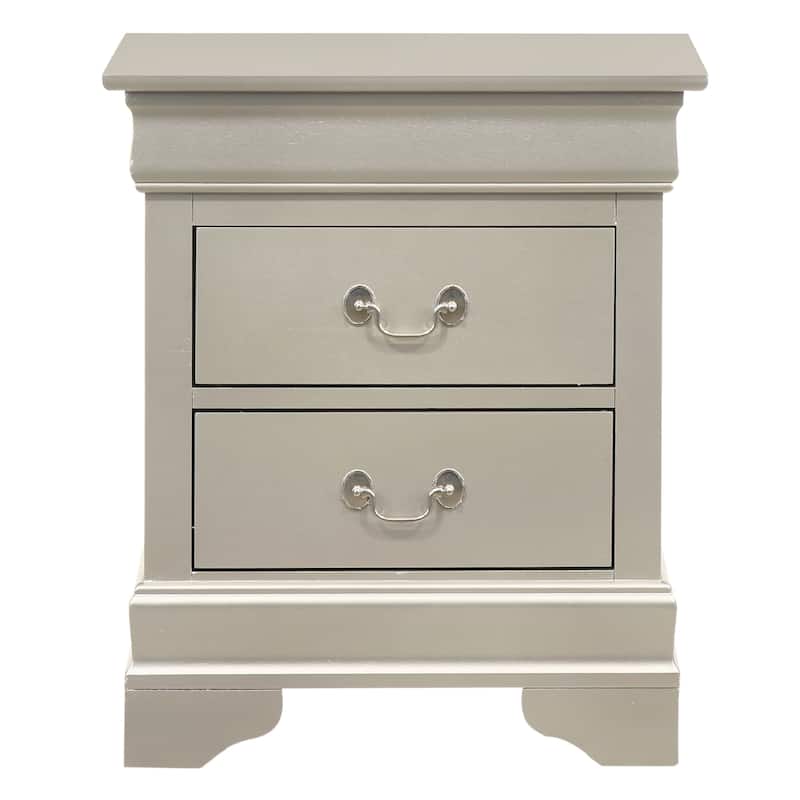Wood 2 Drawer Nightstand