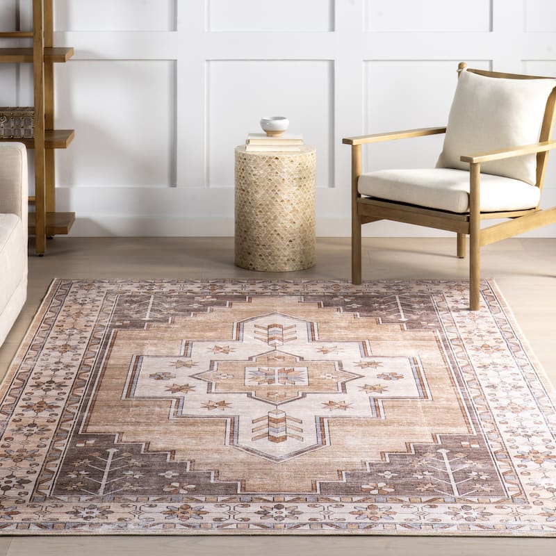 Nuloom Pavani SplashGuard Vintage Bordered Machine Washable Area Rug