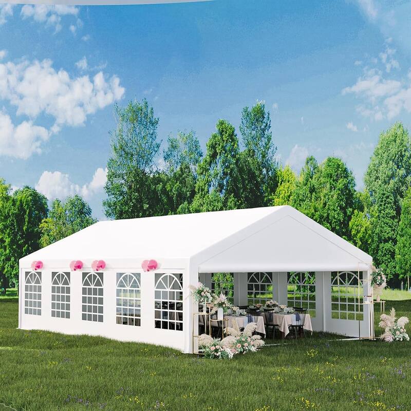 White Outdoor Party Tent Canopy Wedding Patio Camping Gazebo Shelter - 20' x 32'