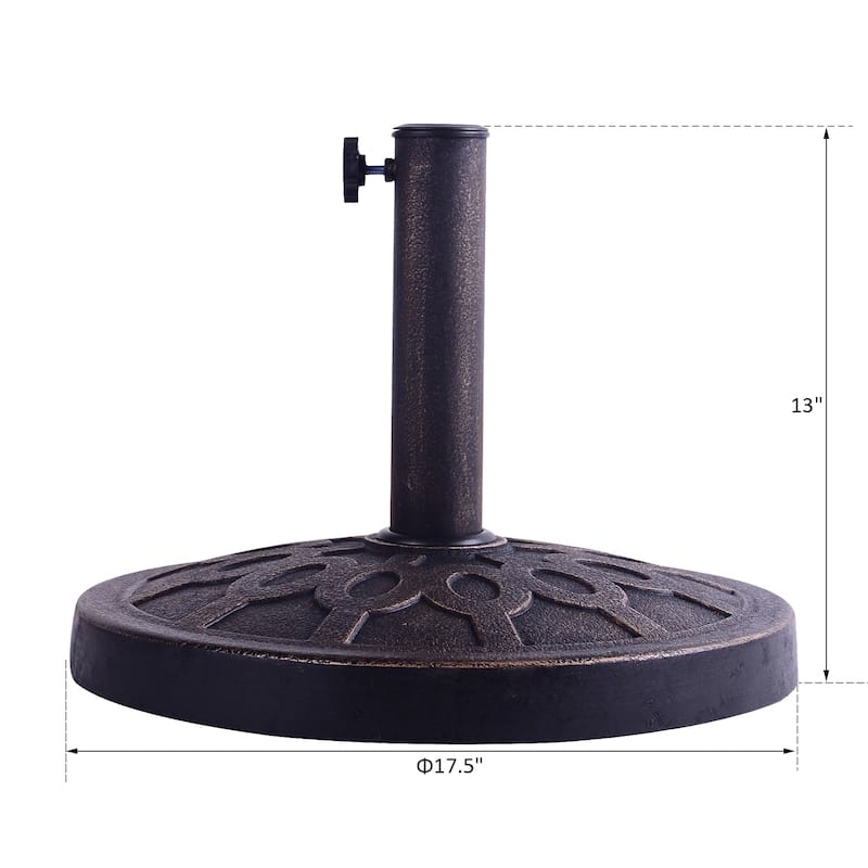 Outsunny Round Bronzed Cast Stone Umbrella Base Holder - N/A