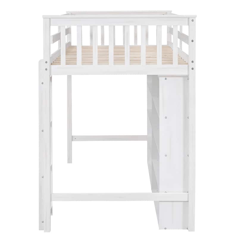 Loft Bed with Storage Shelves