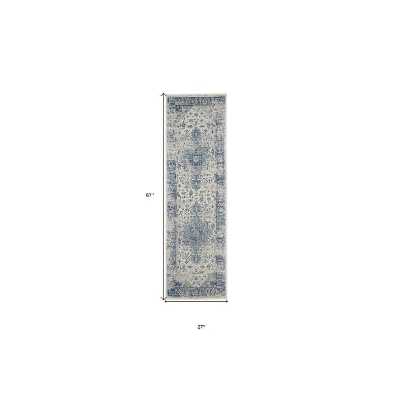 HomeRootsFloral Medallion Transitional Runner Area Rug - 87' X '27' X '0.5